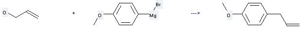 Benzene,1-methoxy-4-(2-propen-1-yl)- can be prepared by prop-2-en-1-ol and (4-methoxy-phenyl)-magnesium bromide by heating